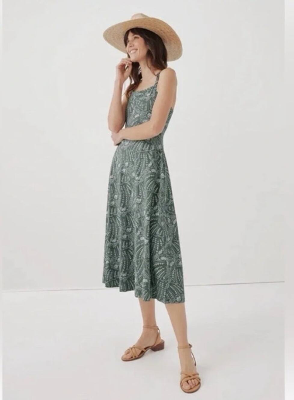Pact Organic Fit & Flare Midi Dress Large